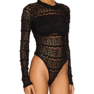 Free People Black Lace Bodysuit
